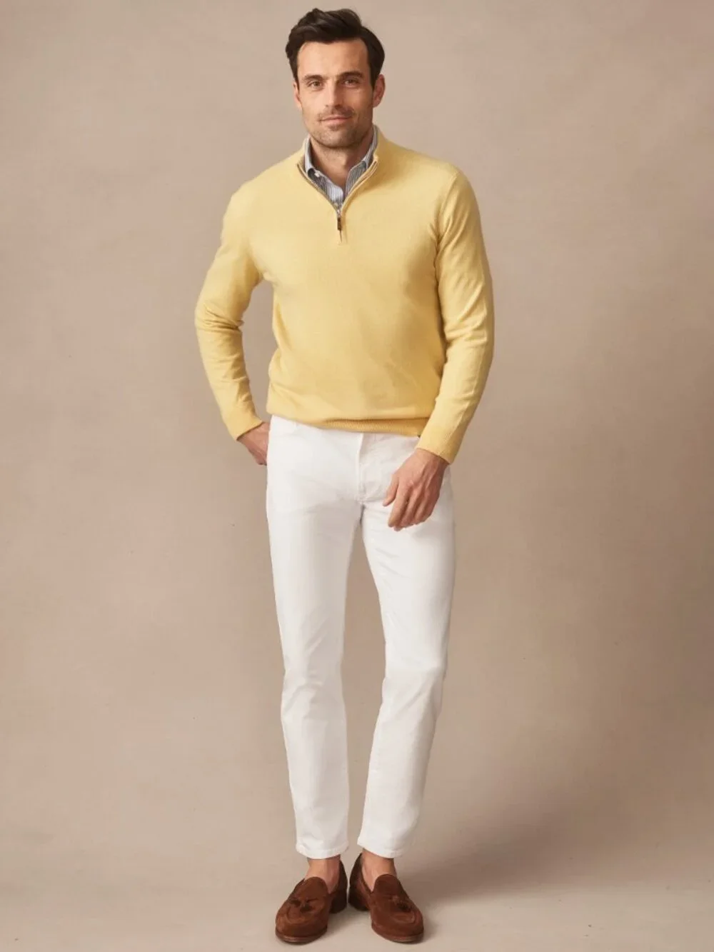 J McLaughlin Twain Cashmere 1/4 Zip - Yellow NEW
